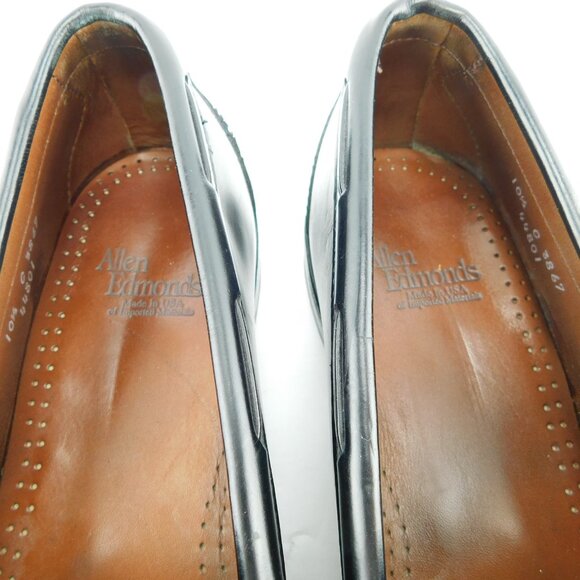 ALLEN EDMONDS Black Leather Fringe Slip-on Loafers 10.5 C Narrow